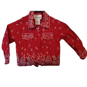 Quacker Factory Red Paisley Denim Jean Jacket, Children's Toddler 3T